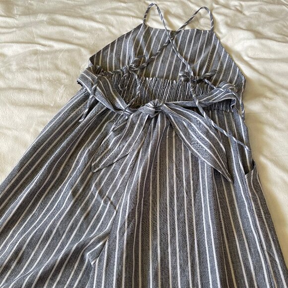 PRICED TO SELL - See Description for details — Black & White Striped Jumpsuit - Picture 5 of 12